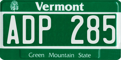 VT license plate ADP285