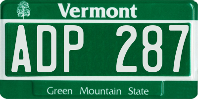 VT license plate ADP287