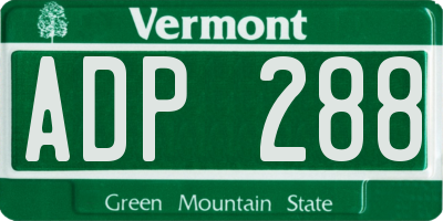 VT license plate ADP288