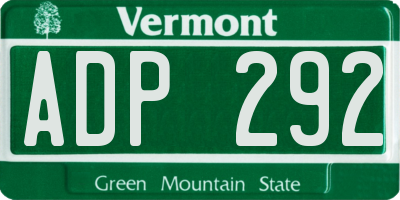 VT license plate ADP292