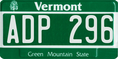 VT license plate ADP296