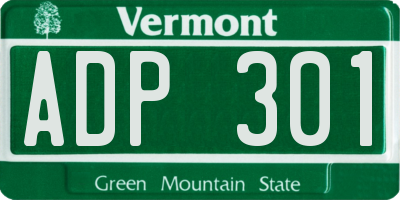 VT license plate ADP301