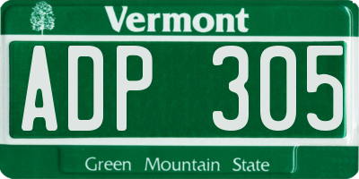 VT license plate ADP305