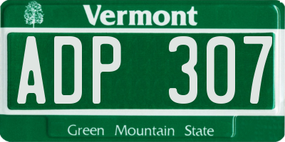 VT license plate ADP307