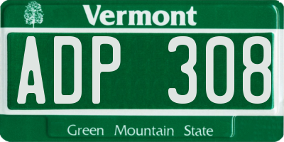 VT license plate ADP308