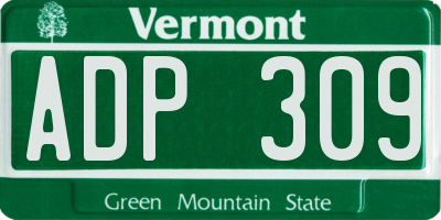 VT license plate ADP309
