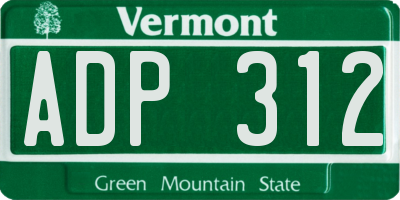 VT license plate ADP312