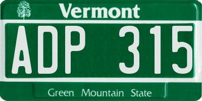 VT license plate ADP315