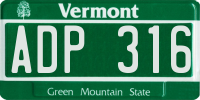 VT license plate ADP316
