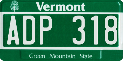VT license plate ADP318