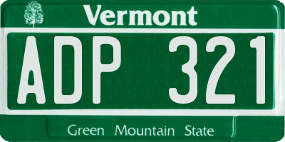 VT license plate ADP321