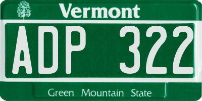 VT license plate ADP322