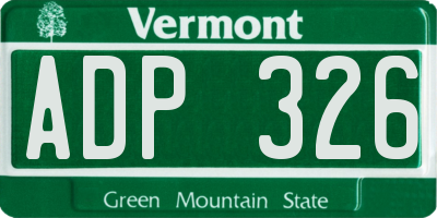 VT license plate ADP326
