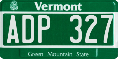 VT license plate ADP327