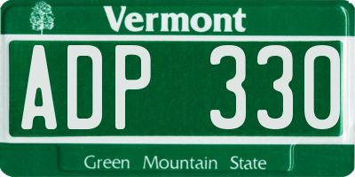 VT license plate ADP330