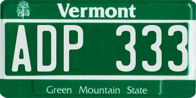 VT license plate ADP333