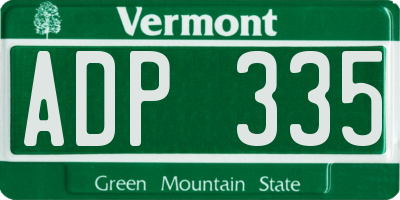 VT license plate ADP335