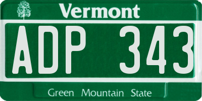 VT license plate ADP343