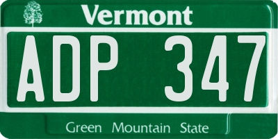 VT license plate ADP347