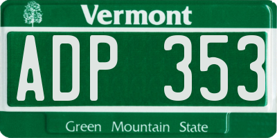 VT license plate ADP353