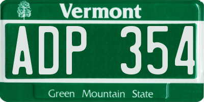 VT license plate ADP354