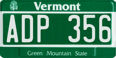 VT license plate ADP356