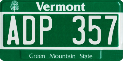VT license plate ADP357