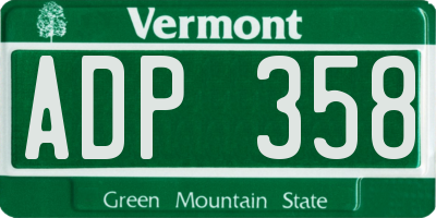 VT license plate ADP358