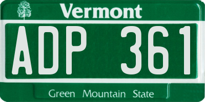 VT license plate ADP361