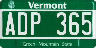VT license plate ADP365