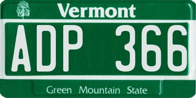 VT license plate ADP366