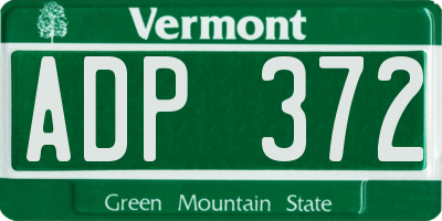 VT license plate ADP372