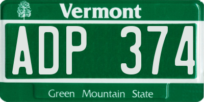 VT license plate ADP374