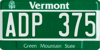 VT license plate ADP375