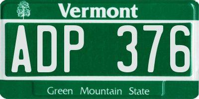 VT license plate ADP376