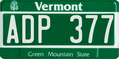 VT license plate ADP377