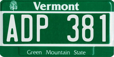 VT license plate ADP381