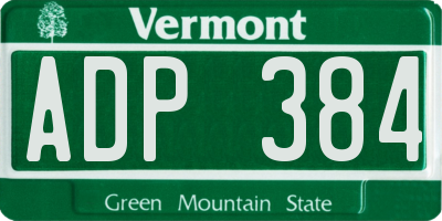 VT license plate ADP384