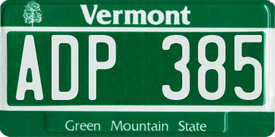 VT license plate ADP385