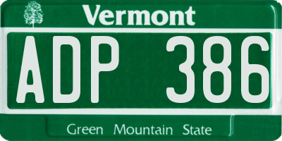 VT license plate ADP386