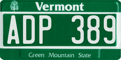 VT license plate ADP389