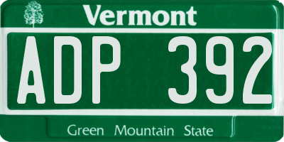 VT license plate ADP392