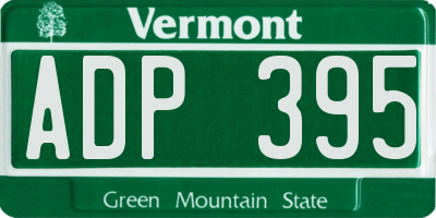 VT license plate ADP395