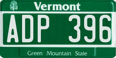 VT license plate ADP396