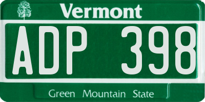 VT license plate ADP398