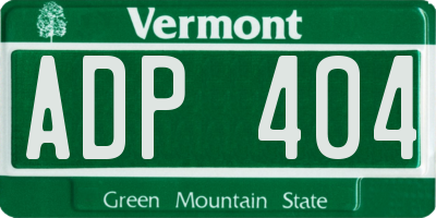 VT license plate ADP404