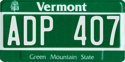 VT license plate ADP407
