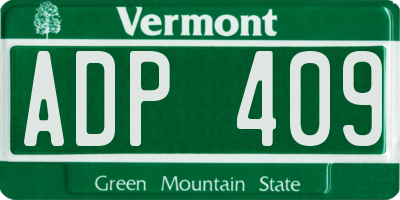 VT license plate ADP409
