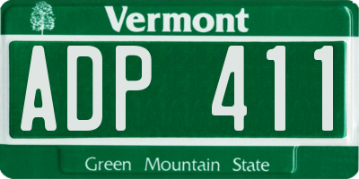 VT license plate ADP411