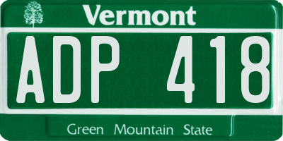 VT license plate ADP418